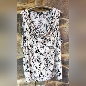 GNW Women's Plus Floral Draped Neckline Sleeveless Top